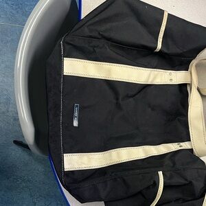 Lands' End Black and Tan Nylon Tote/Duffel Bag